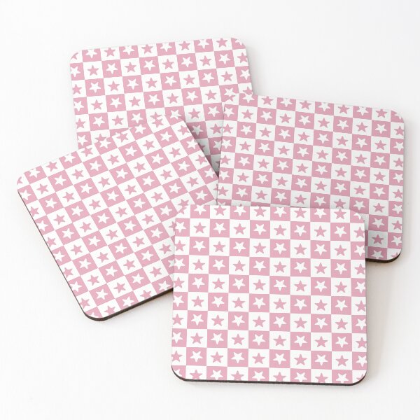 Item preview, White and Rose checkered stars designed and sold by pattern-archive.