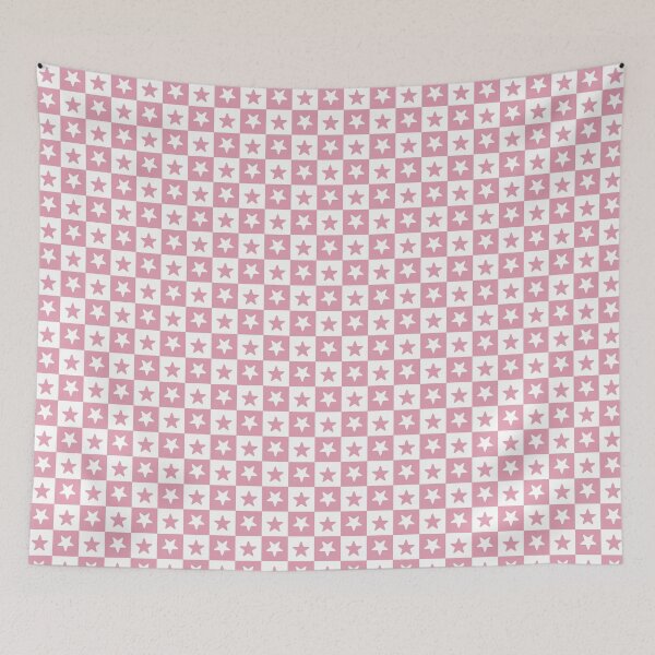 Item preview, White and Rose checkered stars designed and sold by pattern-archive.