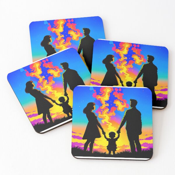 Item preview, Eternal Bond - Vibrant Family Sunset Silhouette Art designed and sold by Daniela`s shop.