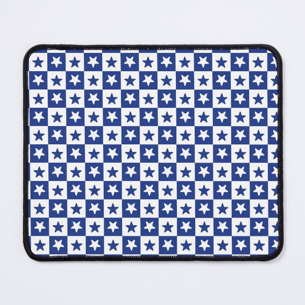 Item preview, White and Royal Blue checkered stars designed and sold by pattern-archive.