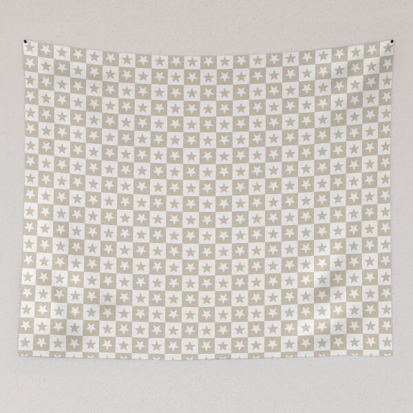 Item preview, White and Sand checkered stars designed and sold by pattern-archive.
