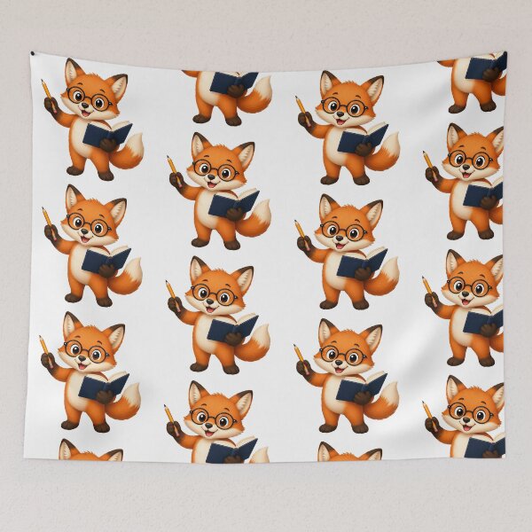 Item preview, Cute Fox Bookworm Reading Clever Animal Glasses Back to School Art designed and sold by Seculinator.