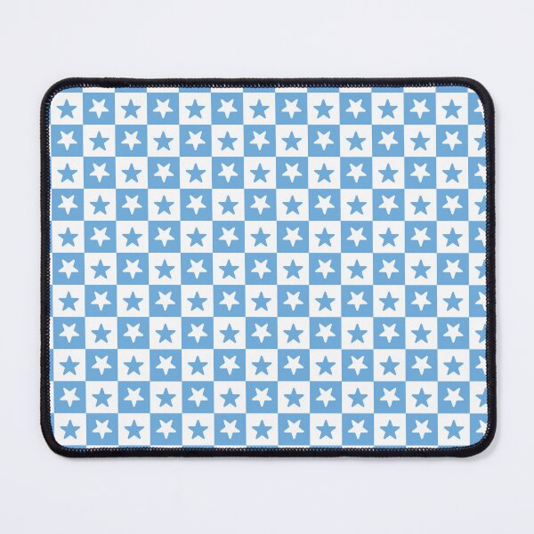 Item preview, White and Sky Blue checkered stars designed and sold by pattern-archive.