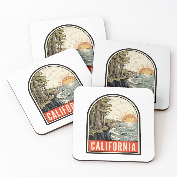 Item preview, Retro California Coast Sunset Vintage Travel Badge Design designed and sold by Paper Drip.