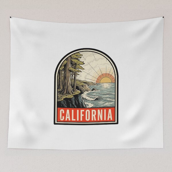 Item preview, Retro California Coast Sunset Vintage Travel Badge Design designed and sold by Paper Drip.