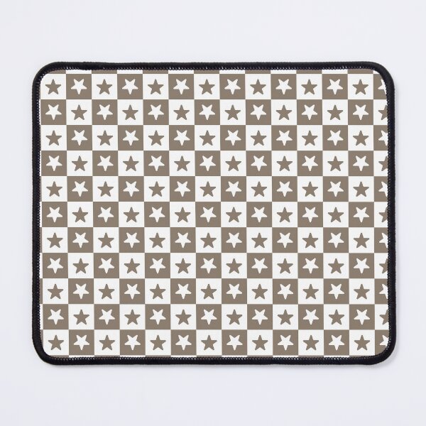 Item preview, White and Taupe checkered stars designed and sold by pattern-archive.