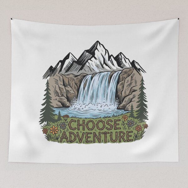 Item preview, Choose Adventure Vintage Mountain Waterfall T-Shirt designed and sold by Gabe1983.