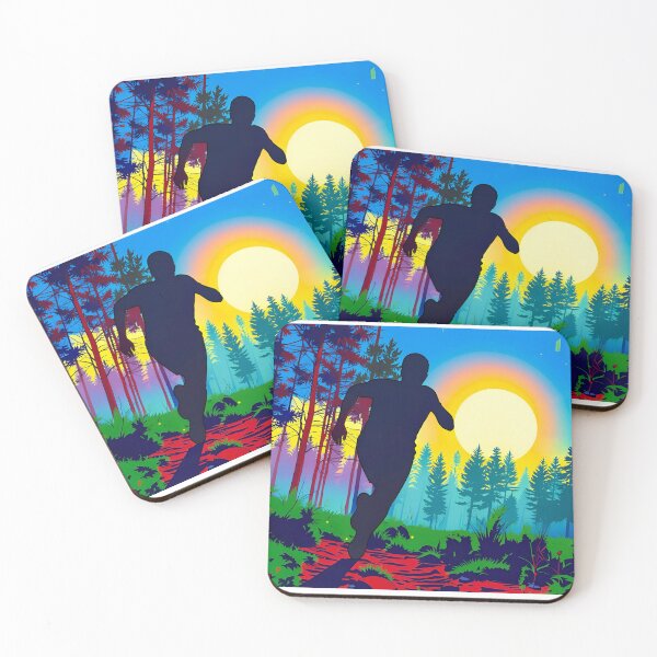Item preview, Trail Runner Sunset: Vibrant Forest Path Silhouette Art designed and sold by Daniela`s shop.