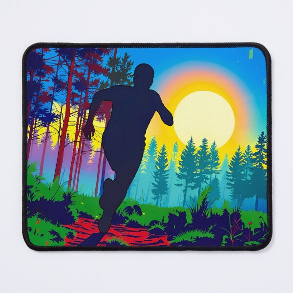 Item preview, Trail Runner Sunset: Vibrant Forest Path Silhouette Art designed and sold by Daniela`s shop.