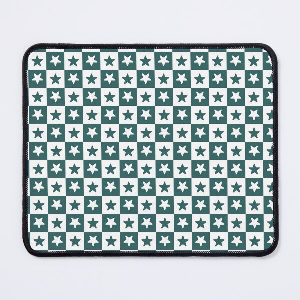 Item preview, White and Teal checkered stars designed and sold by pattern-archive.