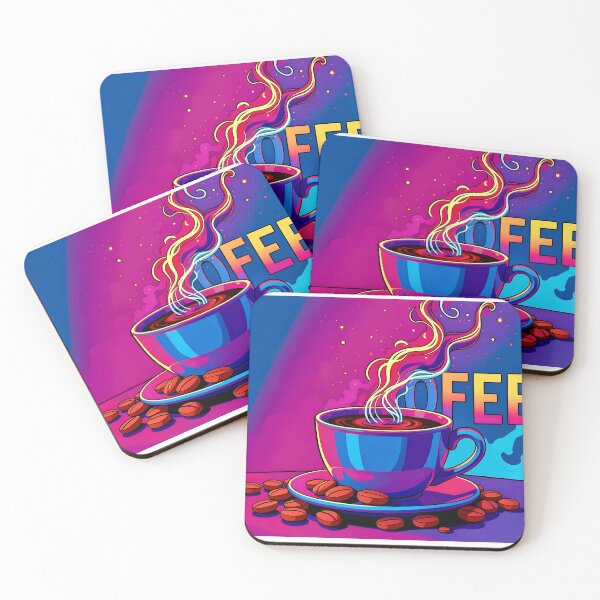 Item preview, Cosmic Caffeine: Neon Synthwave Coffee Cup Art designed and sold by Daniela`s shop.