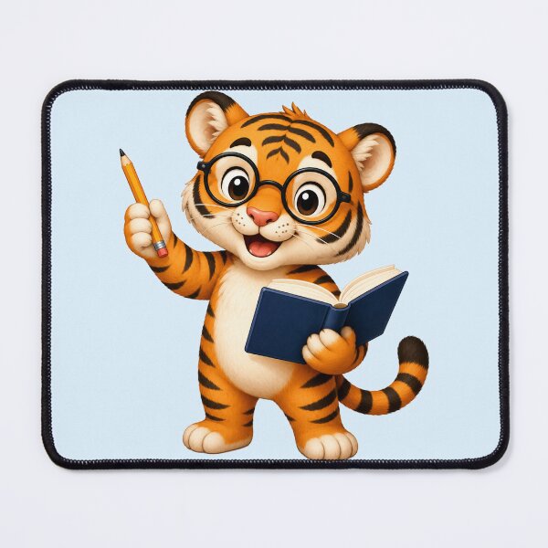 Item preview, Cute Tiger Cub Bookworm Reading Jungle Animal Glasses Back to School Art designed and sold by Seculinator.