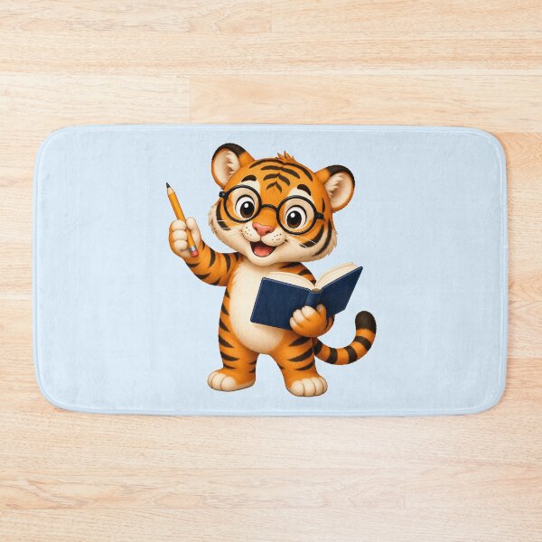 Item preview, Cute Tiger Cub Bookworm Reading Jungle Animal Glasses Back to School Art designed and sold by Seculinator.
