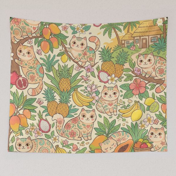 Item preview, Cute Cats in Summer Fruitland  designed and sold by Iampoji.