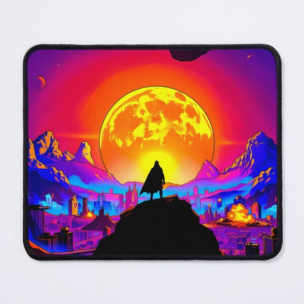 Item preview, Neon Guardian: Cyberpunk City Sunset Silhouette designed and sold by Daniela`s shop.