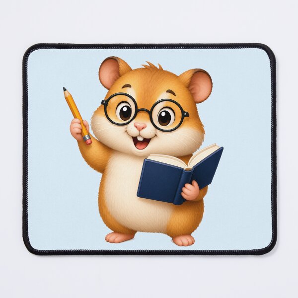 Item preview, Cute Hamster Bookworm Reading Pet Animal Glasses Back to School Art designed and sold by Seculinator.