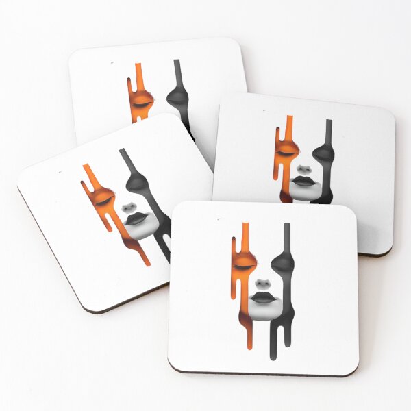 Item preview, Abstract Melting Face Art – Minimal Surreal Black & Orange Portrait Design designed and sold by Cosmicstar887.