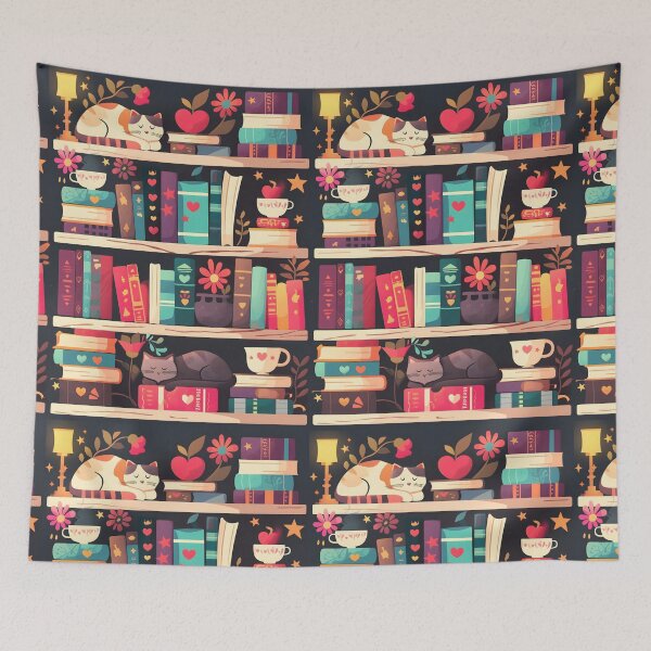 Item preview, Library Cats, Cats On the Bookshelf designed and sold by xiao xuans.