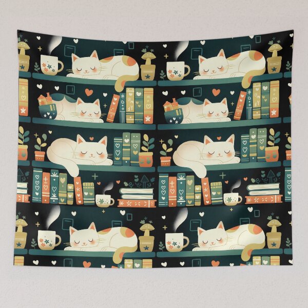 Item preview, Library Cats, Cats On the Bookshelf designed and sold by xiao xuans.