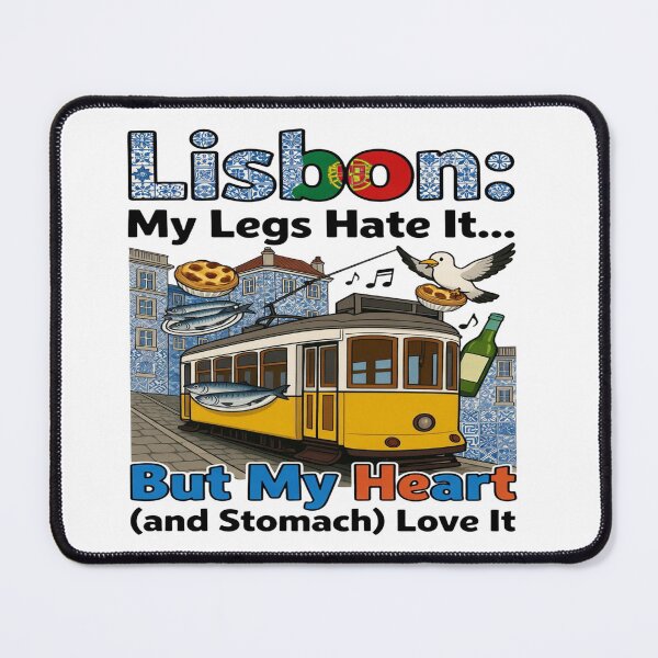 Item preview, Lisbon: My Legs Hate It… But My Heart (and Stomach) Love It – Funny Portugal Travel T-Shirt | Lisbon Tram Food Lover Graphic Tee designed and sold by Sushikidsntoddlers.