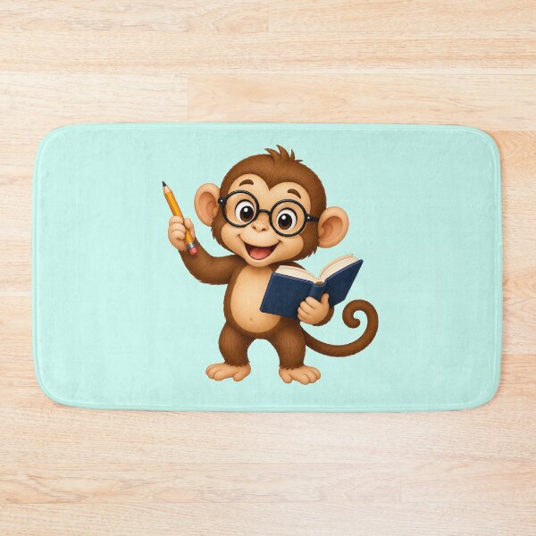 Item preview, Cute Monkey Bookworm Reading Jungle Animal Glasses Back to School Art designed and sold by Seculinator.