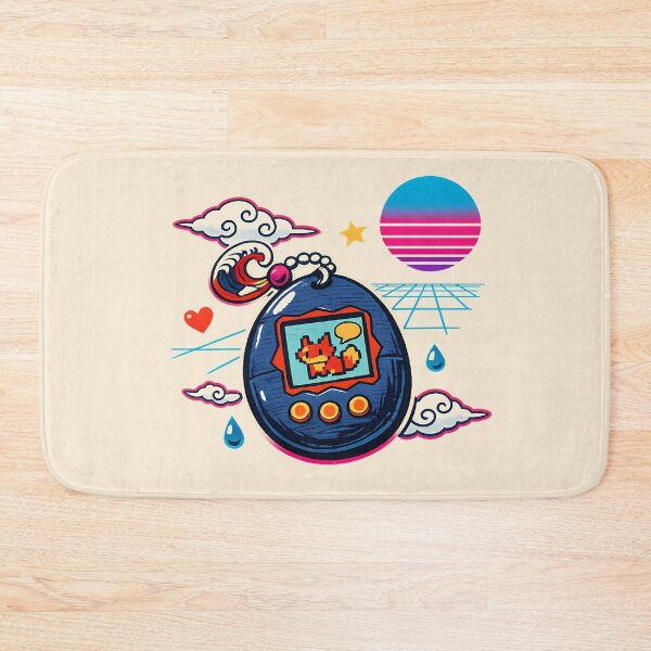 Item preview, Neon Retro Synthwave Ukiyo‑E Tamagotchi Homage designed and sold by KungPowUnicorn.