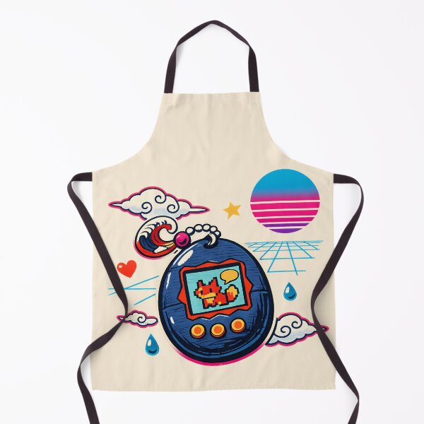 Item preview, Neon Retro Synthwave Ukiyo‑E Tamagotchi Homage designed and sold by KungPowUnicorn.