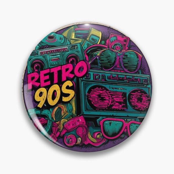 Item preview, Ultimate Retro 90s Nostalgia Badge - Distressed Ghetto Blaster Design designed and sold by VectorForge.