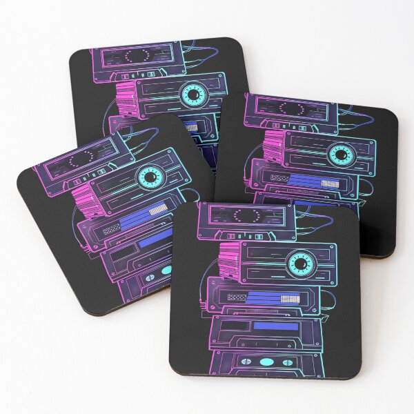 Item preview, Retro Synthwave Cassette Audio Stack - 80s 90s Neon Hi-Fi designed and sold by VectorForge.