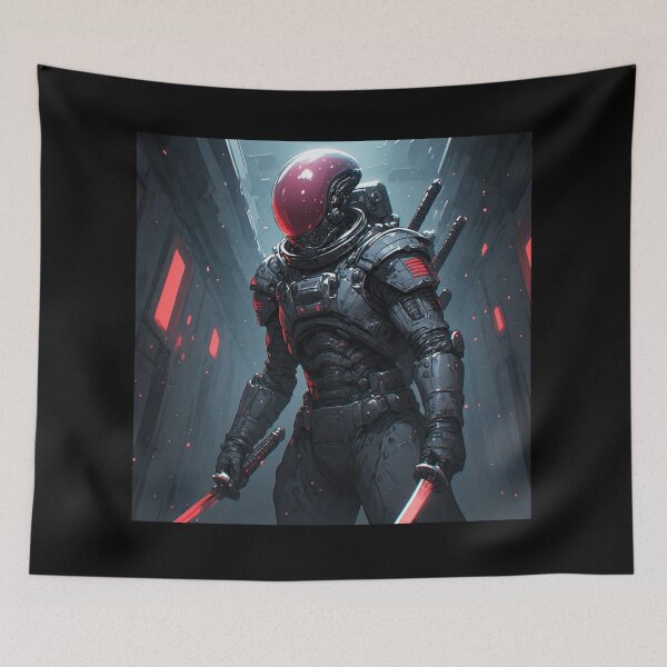 Item preview, Cyberpunk Warrior Red Helmet Sci-Fi Soldier designed and sold by jmavila.