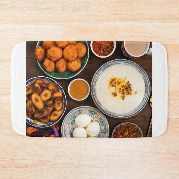 Item preview, Traditional Nigerian Breakfast Spread with Akara and Pap designed and sold by SavannaCanvas.