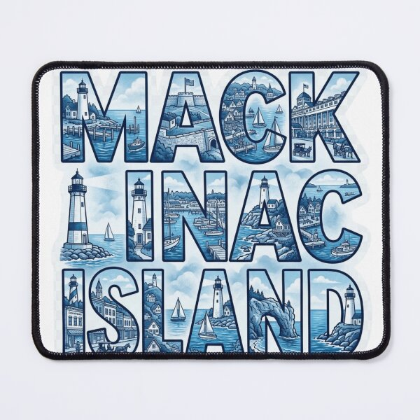 Item preview, Mackinac Island Lighthouse Travel Typography Sticker designed and sold by Imaginarium of Chaos falcon88 .