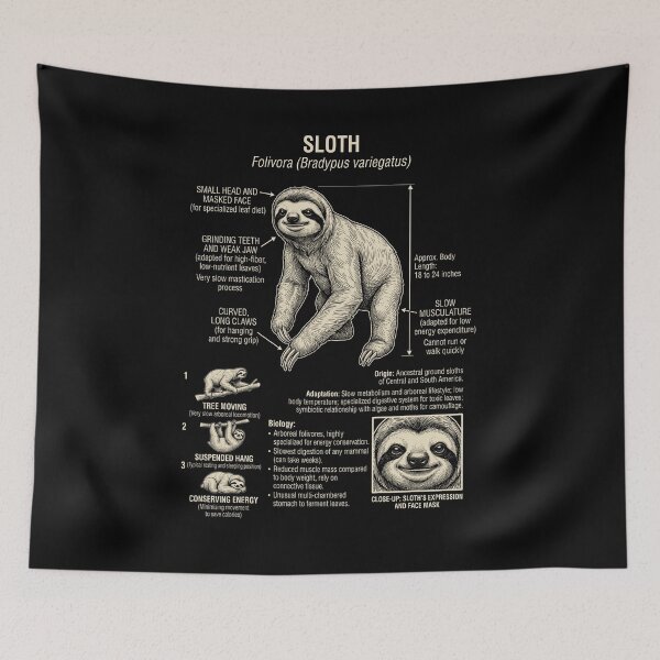 Item preview, Sloth Scientific Anatomy Biology Animal Lover designed and sold by Kimberley King Art  King Art.