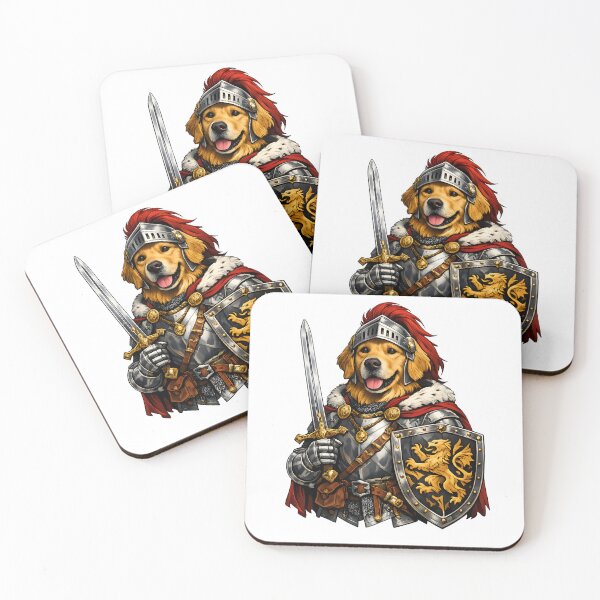 Item preview, Medieval Golden Retriever Knight Premium Vintage Heraldic Dog Illustration designed and sold by builtforyou.