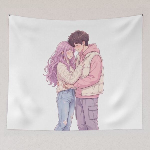 Item preview, Romantic Anime Couple – Soft Pastel Love Aesthetic designed and sold by krishna-artdesigns.