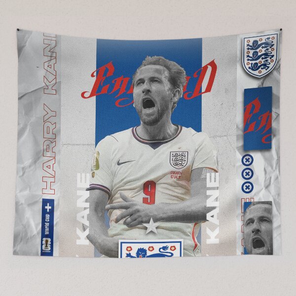 Item preview, Harry Kane - England #9 Striker Three Lions Graphic Art designed and sold by Shopunte.