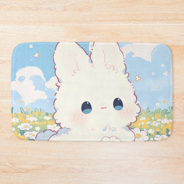 Item preview, Kawaii White Bunny in Daisy Meadow designed and sold by AshiraCreations.