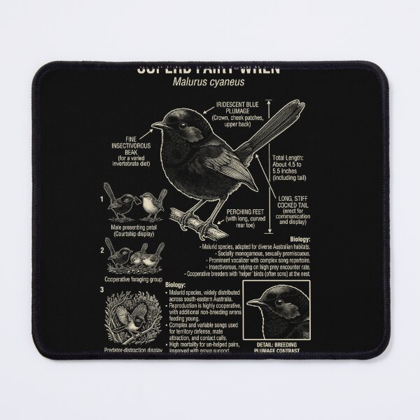 Item preview, Superb Fairy wren Scientific Anatomy Ornithology Animal Lover designed and sold by Kimberley King Art King Art.