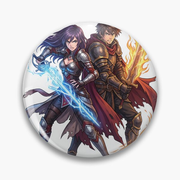 Item preview, Anime Warrior Couple – Fire & Lightning Duo designed and sold by krishna-artdesigns.
