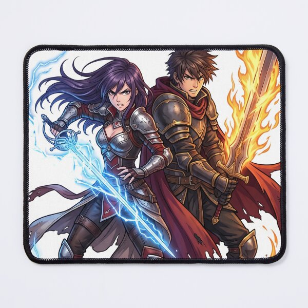 Item preview, Anime Warrior Couple – Fire & Lightning Duo designed and sold by krishna-artdesigns.