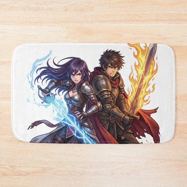 Item preview, Anime Warrior Couple – Fire & Lightning Duo designed and sold by krishna-artdesigns.