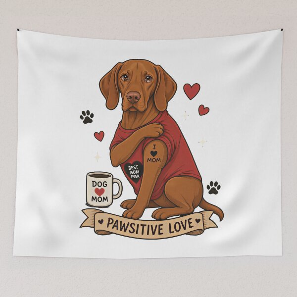 Item preview, Vizsla Dog with Tattoo Illustration I Heart Mom designed and sold by Blok45.