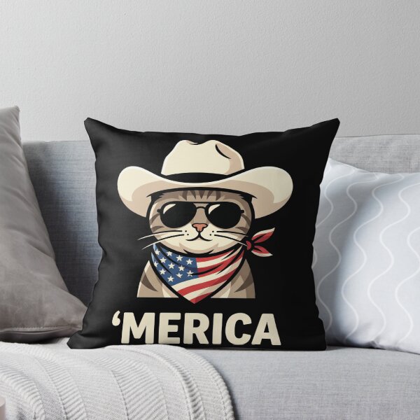 Item preview, Merica Funny Patriotic Cowboy Cat Shirt designed and sold by TeNovaStudio.