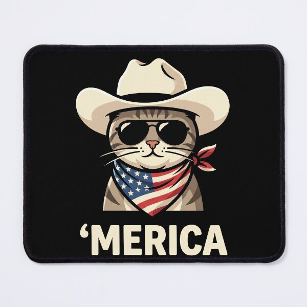Item preview, Merica Funny Patriotic Cowboy Cat Shirt designed and sold by TeNovaStudio.