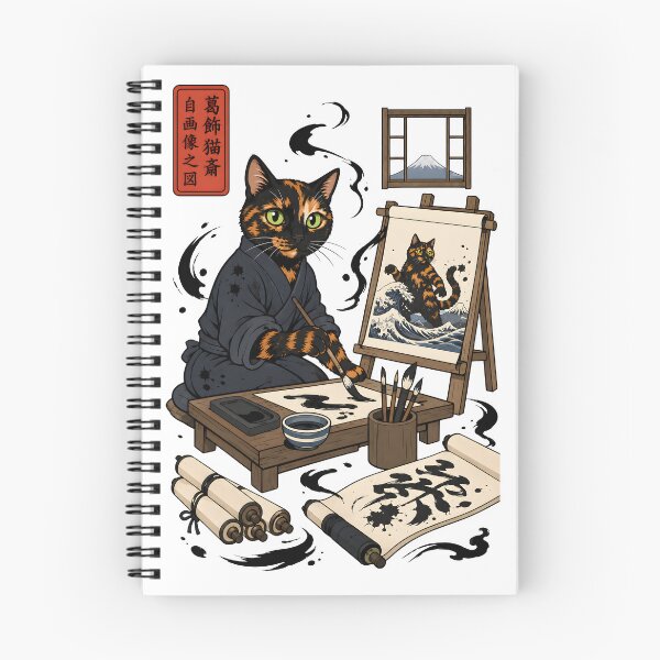 Item preview, Nekosai Self-Portrait — Tortie Cat Artist Ukiyo-e | Japanese Cat Art Print designed and sold by Martin's_Design.