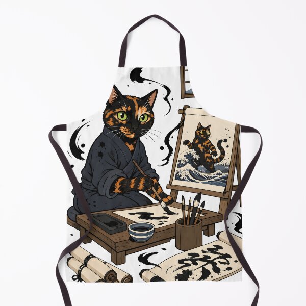 Item preview, Nekosai Self-Portrait — Tortie Cat Artist Ukiyo-e | Japanese Cat Art Print designed and sold by Martin's_Design.