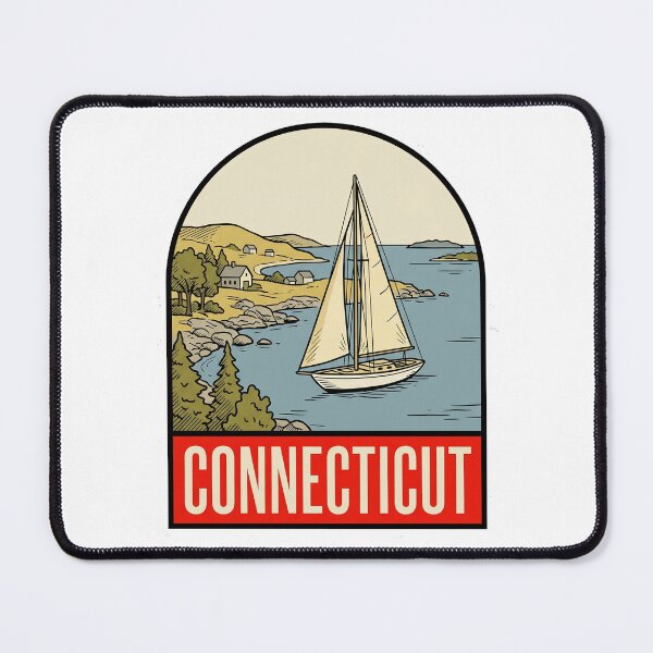 Item preview, Vintage Connecticut Sailboat Coastal Retro Art designed and sold by Paper Drip.