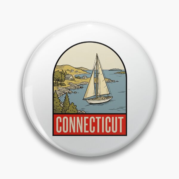 Item preview, Vintage Connecticut Sailboat Coastal Retro Art designed and sold by Paper Drip.