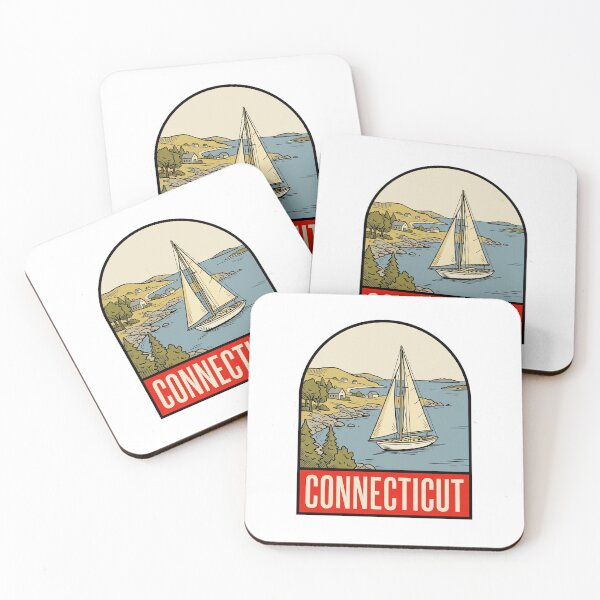 Item preview, Vintage Connecticut Sailboat Coastal Retro Art designed and sold by Paper Drip.
