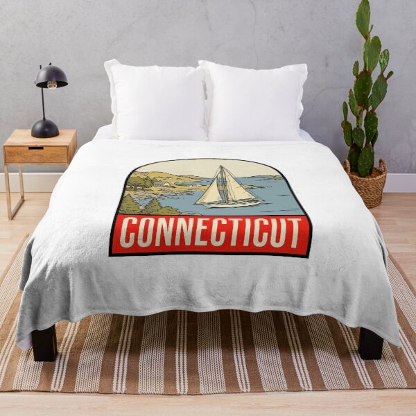 Item preview, Vintage Connecticut Sailboat Coastal Retro Art designed and sold by Paper Drip.